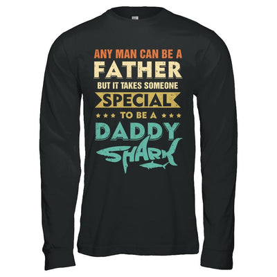 Vintage Someone Special To Be A Daddy Shark Fathers Day-T-Shirt & Hoodie-Long Sleeve T-Shirt-Black
