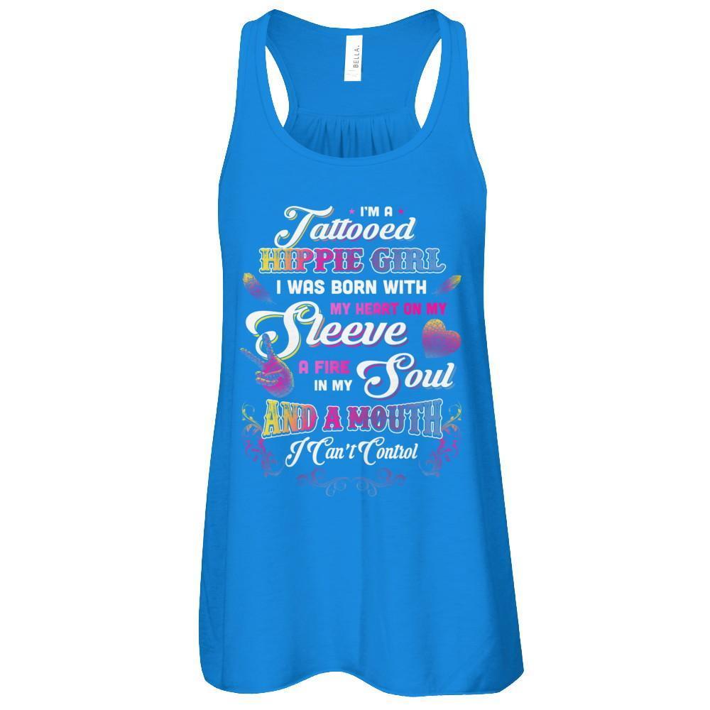 I'm A Tattooed Hippie Girl I Was Born With My Heart-T-Shirt & Tank Top-Women's Flowy Racerback Tank-True Royal