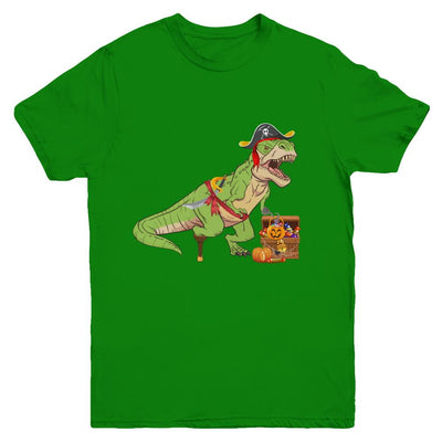 Dinosaurs T-Rex Pirate Halloween Saurus For Kids Youth-Youth Shirt-Youth T-Shirt-Irish Green