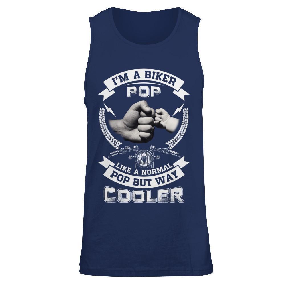 I'm A Biker Pop Like A Normal Pop But Way Cooler-T-Shirt & Hoodie-Unisex Tank-Navy