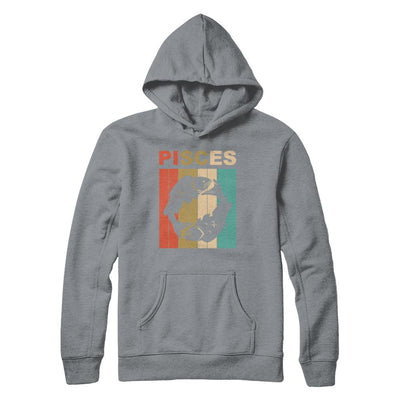 Vintage Pisces Zodiac February March Birthday Gift-T-Shirt & Hoodie-Pullover Hoodie-Light Steel