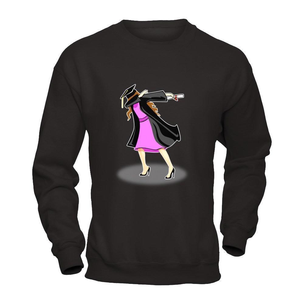 Funny Dabbing Senior College High School Graduation 2018-T-Shirt & Hoodie-Crewneck Sweatshirt-Black