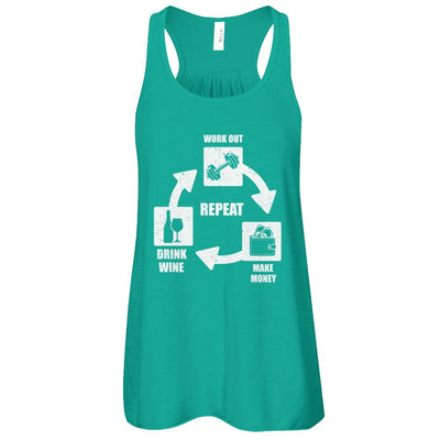 Work Out Make Money Drink Wine Repeat-T-Shirt & Tank Top-Women's Flowy Racerback Tank-Kelly
