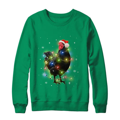 Funny Chickmas Lights Chicken Lights-T-Shirt & Sweatshirt-Crewneck Sweatshirt-Irish Green