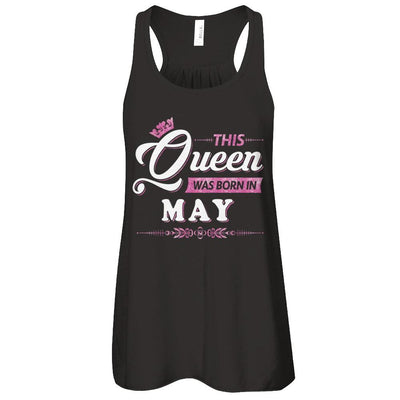 This Queen Was Born In May-T-Shirt & Tank Top-Women's Flowy Racerback Tank-Black