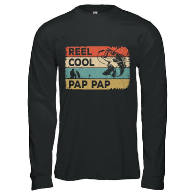 Vintage Reel Cool Pap Pap Fish Fishing Fathers Day-T-Shirt & Hoodie-Long Sleeve T-Shirt-Black