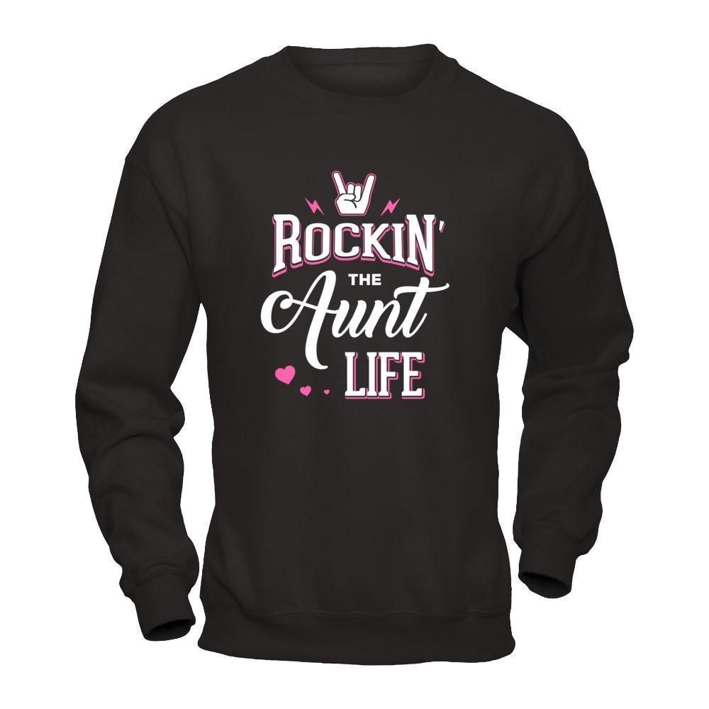 Rockin' The Aunt Life-T-Shirt & Tank Top-Crewneck Sweatshirt-Black