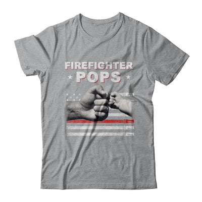 Firefighter Fireman Pops American Flag Fathers Day-T-Shirt & Hoodie-Classic T-Shirt-Sport Grey