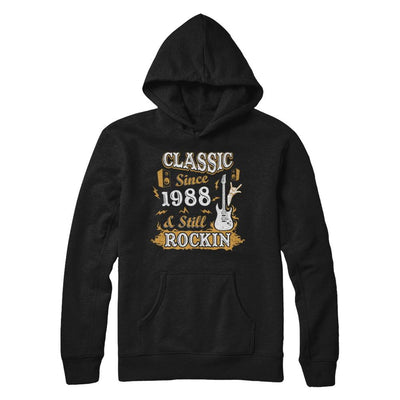 Vintage Classic Since 1988 With Rockin 33th Birthday-T-Shirt & Hoodie-Pullover Hoodie-Black