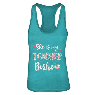 She Is My Teacher Bestie Funny Students-T-Shirt & Tank Top-Women's Ideal Racerback Tank-Tahiti Blue