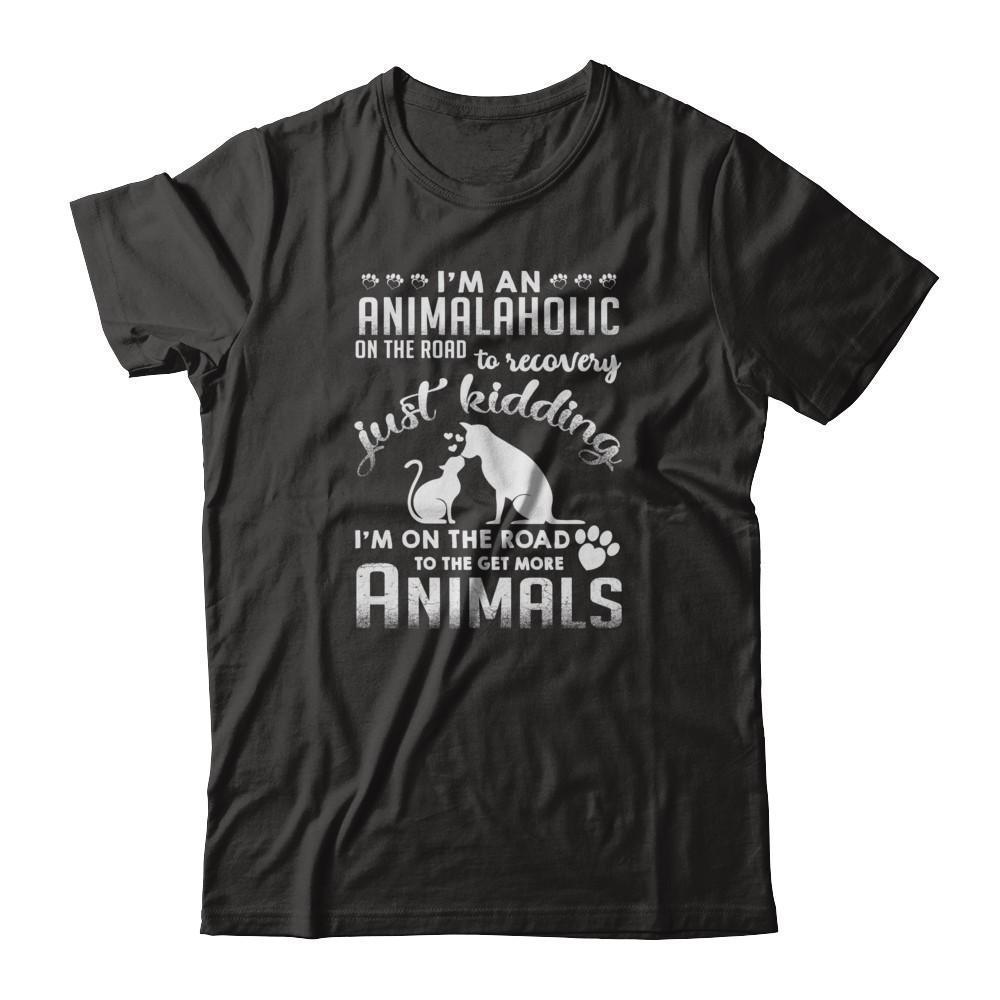 I'm An Animalaholic On The Road To Recovery Veterinarian-T-Shirt & Tank Top-Premium T-Shirt-Black