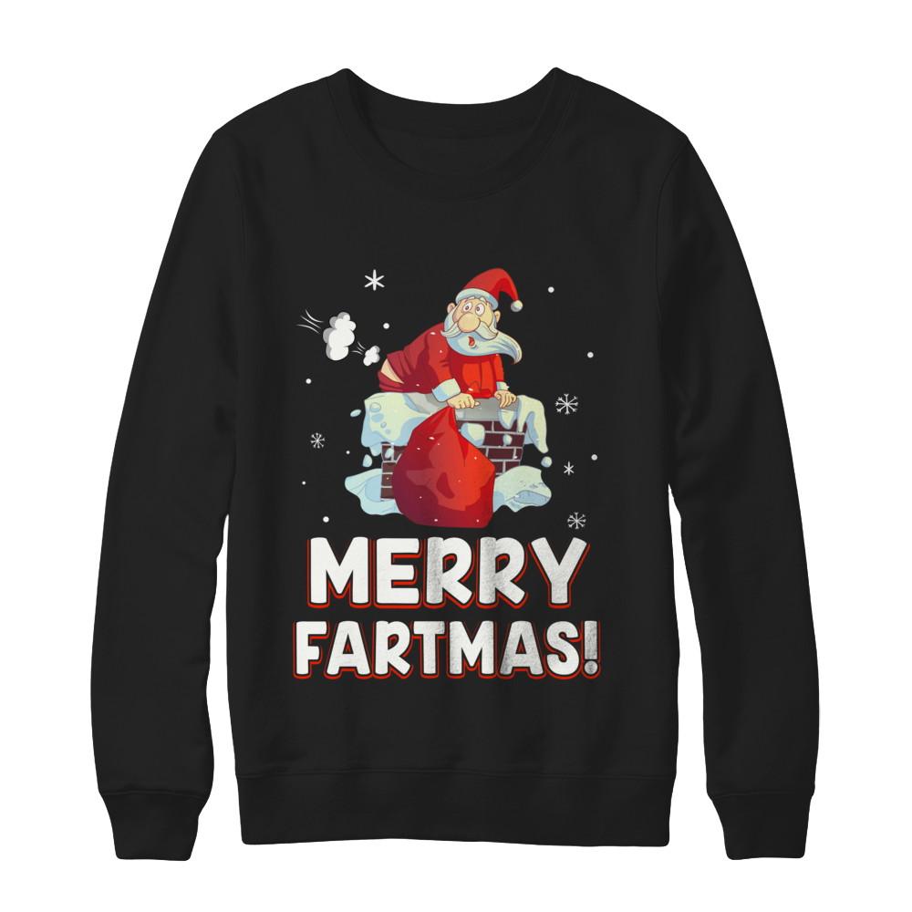 Funny Merry Fartmas Santa Claus Farting Christmas-T-Shirt & Sweatshirt-Crewneck Sweatshirt-Black