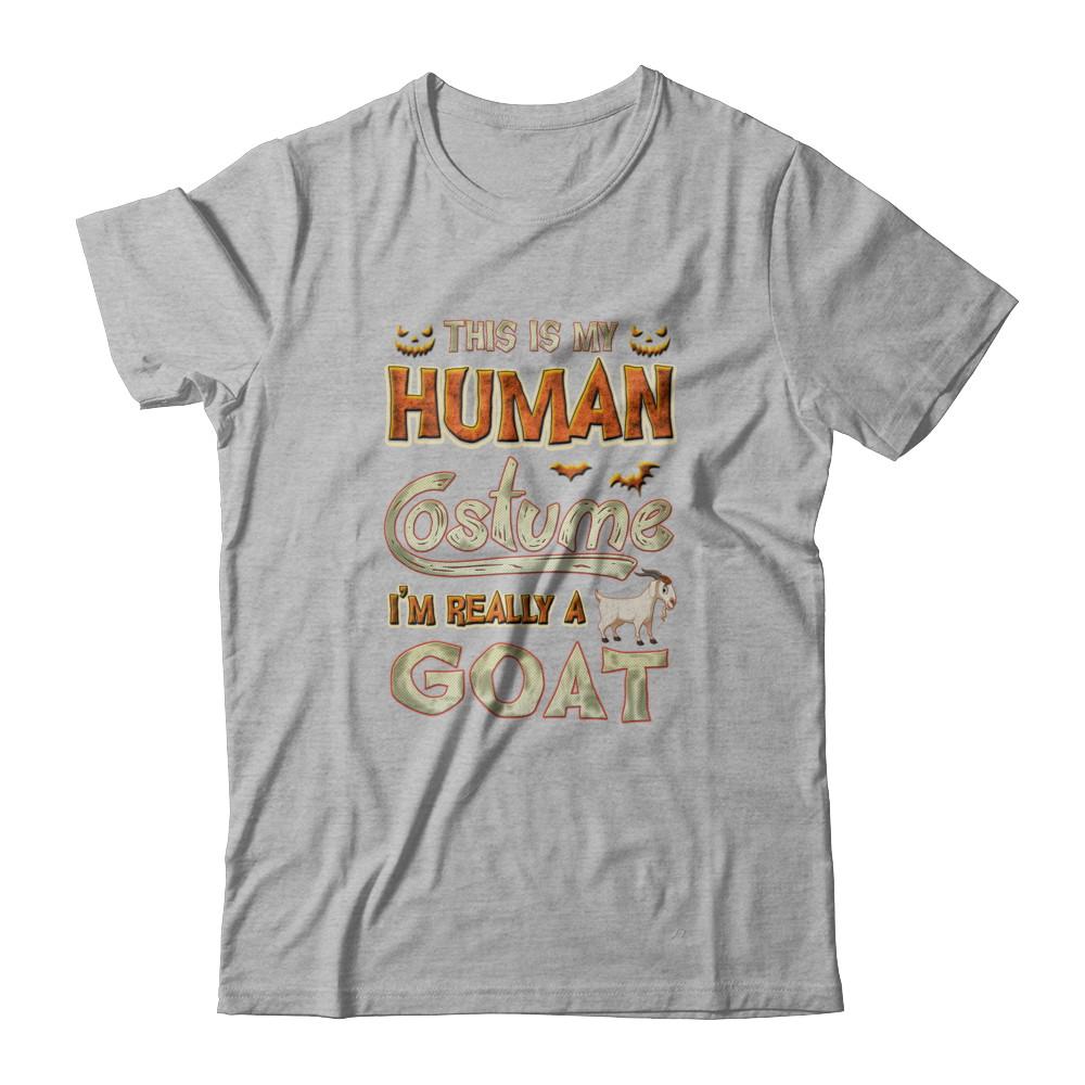 Goat Halloween My Human Costume I'm Really A Goat-T-Shirt & Tank Top-Premium T-Shirt-Heather Gray