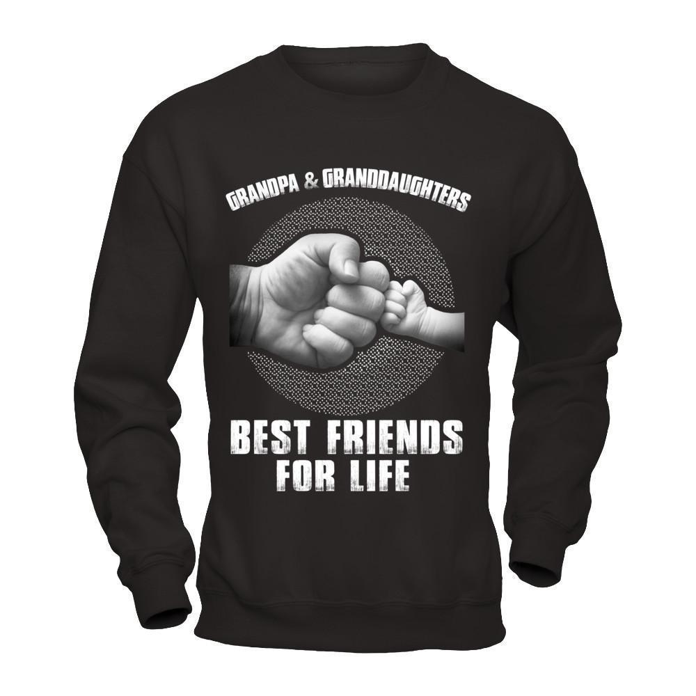 Grandpa And Granddaughters Best Friends For Life-T-Shirt & Hoodie-Crewneck Sweatshirt-Black
