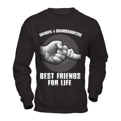 Grandpa And Granddaughters Best Friends For Life-T-Shirt & Hoodie-Crewneck Sweatshirt-Black
