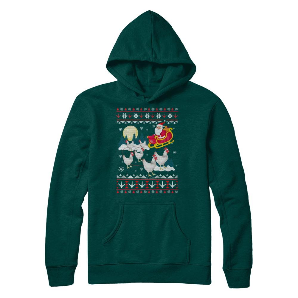 Funny Chicken Ugly Christmas Sweater Gifts-T-Shirt & Sweatshirt-Pullover Hoodie-Deep Forest