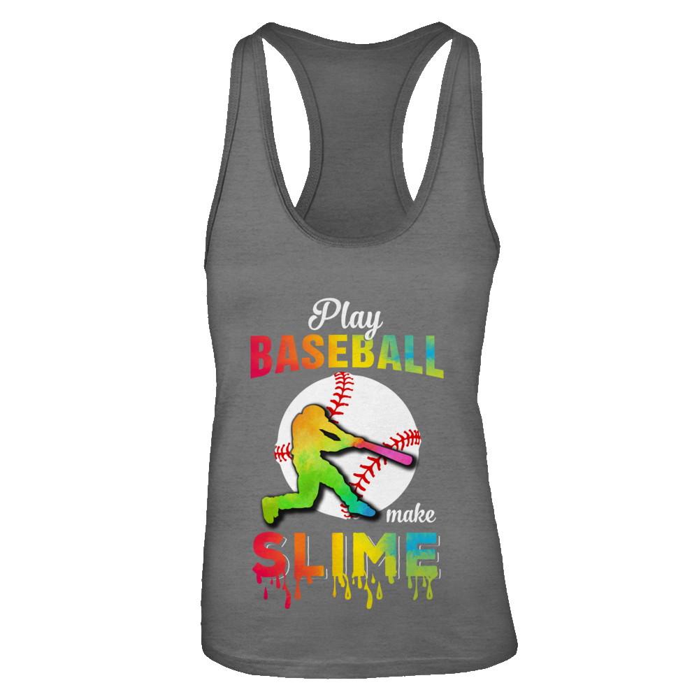 Play Baseball Make Slime Watercolor For Girl Women-T-Shirt & Tank Top-Women's Ideal Racerback Tank-Dark Grey