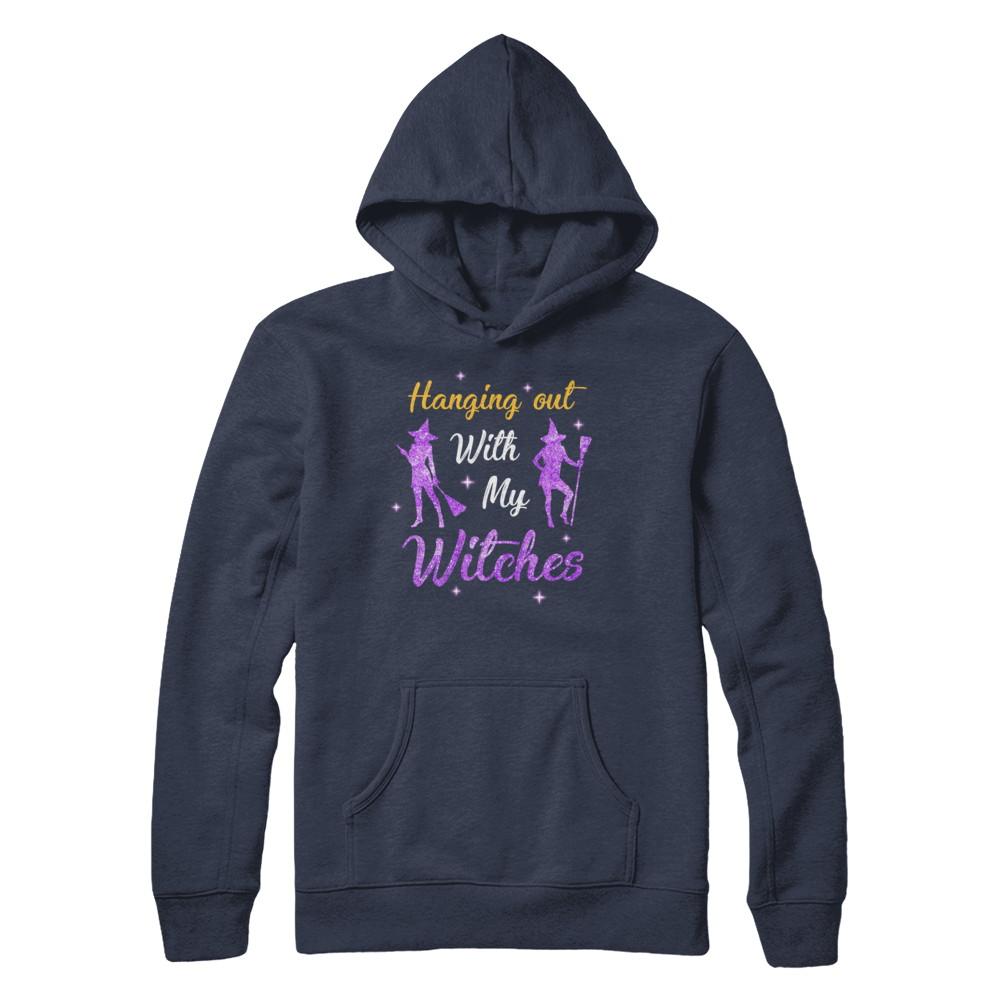 Hanging Out With My Witches Funny Halloween Witch-T-Shirt & Hoodie-Pullover Hoodie-Navy