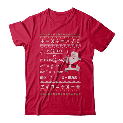 Funny Merry Xmas In Math Ugly Christmas Sweater-T-Shirt & Sweatshirt-Classic T-Shirt-Red