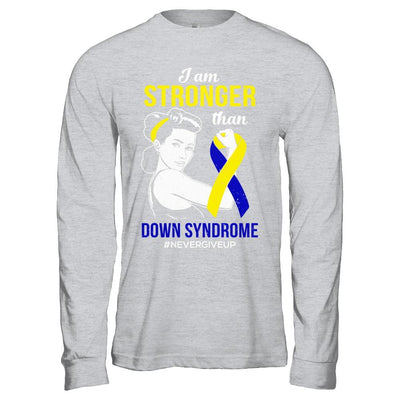 I Am Stronger Than Down Syndrome Awareness Support-T-Shirt & Hoodie-Long Sleeve T-Shirt-Sport Grey