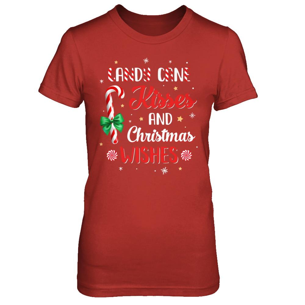 Candy Cane Kisses And Christmas Wishes Gifts-T-Shirt & Sweatshirt-Women's T-Shirt-Red