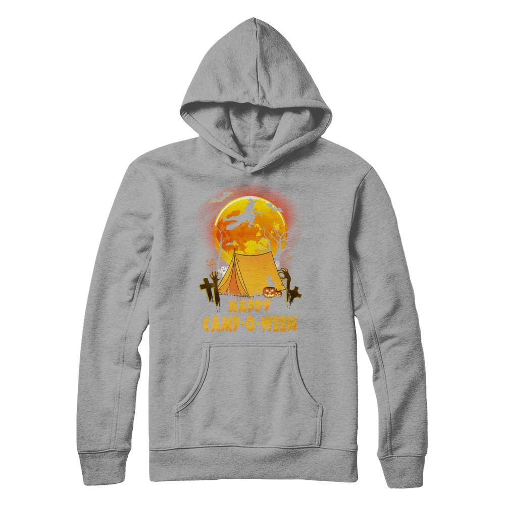 Happy Camp-O-Ween Funny Halloween Camping-T-Shirt & Hoodie-Pullover Hoodie-Light Steel