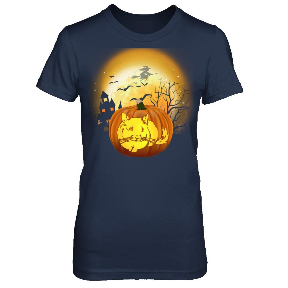 Pumpkin Chinchilla Halloween Human Costume-T-Shirt & Hoodie-Women's T-Shirt-Navy