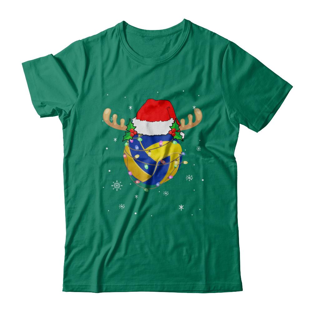 Santa Hat Volleyball Reindeer Christmas Gifts-T-Shirt & Sweatshirt-Classic T-Shirt-Kelly Green