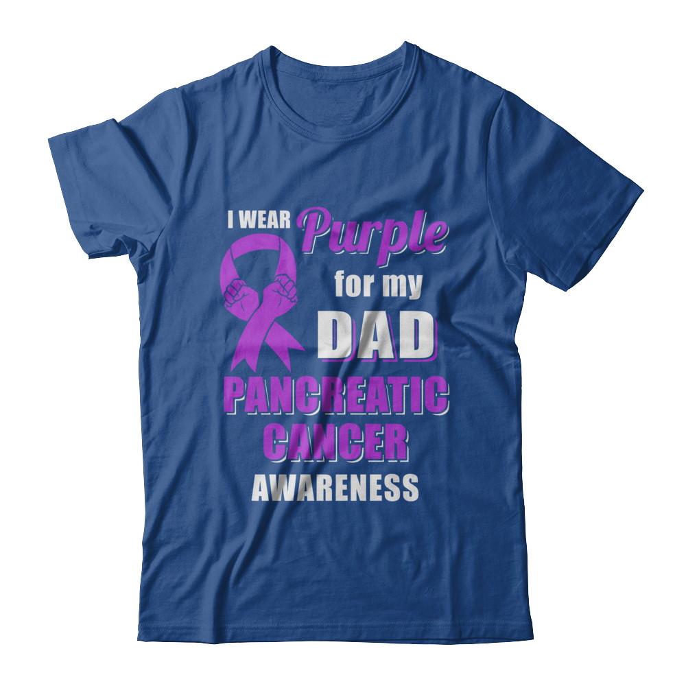 I Wear Purple For My Dad Pancreatic Cancer Son Daughter-T-Shirt & Hoodie-Classic T-Shirt-Royal