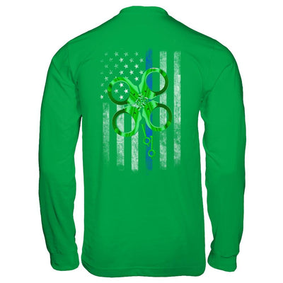 Thin Blue Line Happy St Patrick's Day Clover Police-T-Shirt & Hoodie-Long Sleeve T-Shirt-Irish Green