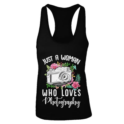 Just A Woman Who Loves Photography Photographer-T-Shirt & Tank Top-Women's Ideal Racerback Tank-Black