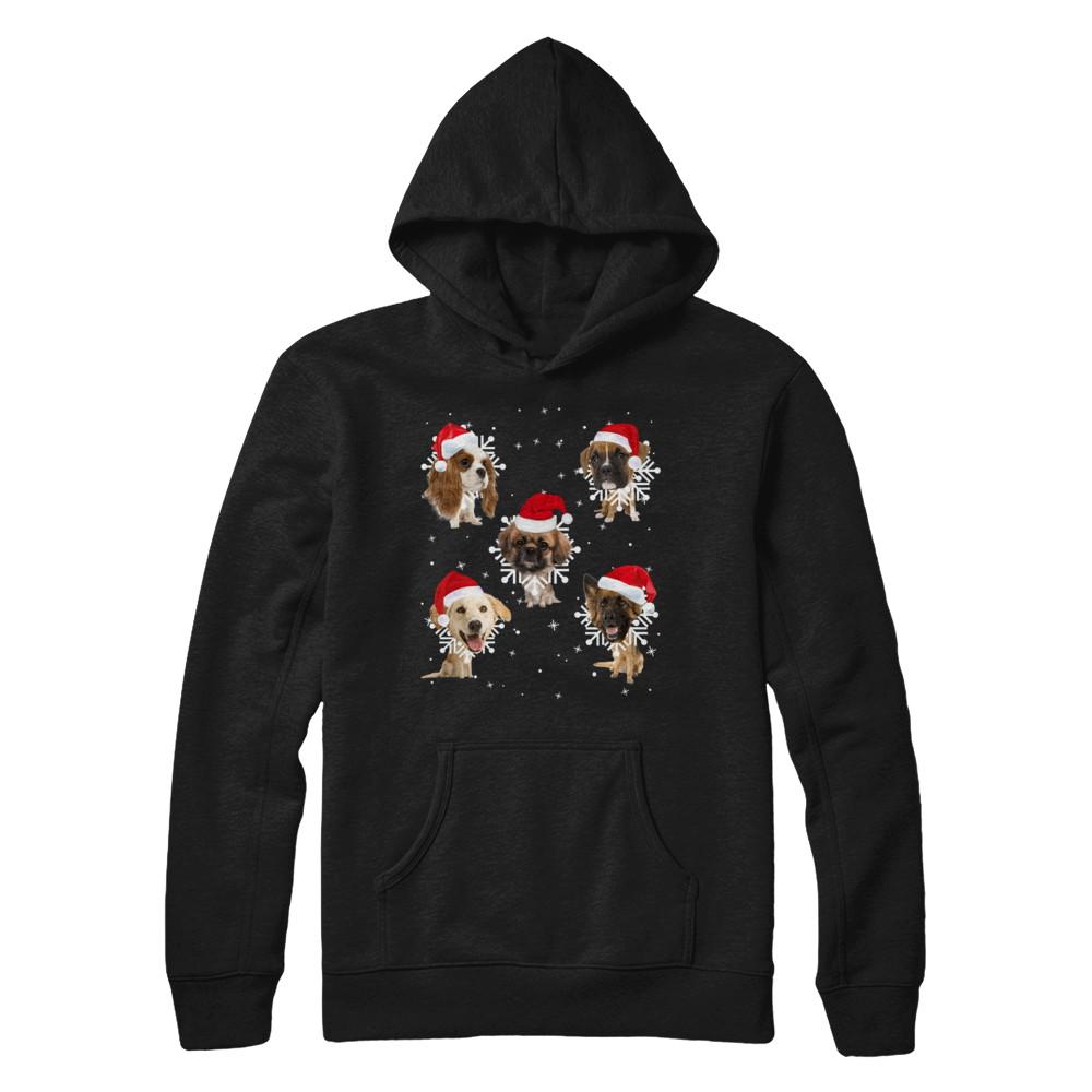 Cute Dog's Christmas Snowflakes Cat Claus-T-Shirt & Sweatshirt-Pullover Hoodie-Black