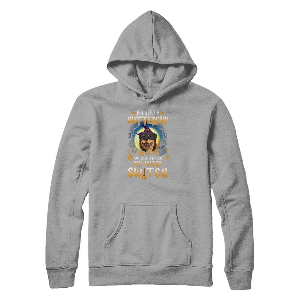 Buckle Up Buttercup Halloween Witch Rottweiler Costume-T-Shirt & Tank Top-Pullover Hoodie-Light Steel