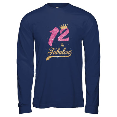 12Th And Fabulous Twelve Birthday-T-Shirt & Tank Top-Long Sleeve T-Shirt-Navy