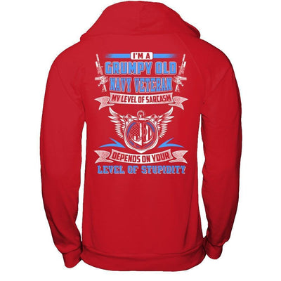 I'm A Grumpy Old Navy Veteran My Level Of Sarcasm-T-Shirt & Hoodie-Pullover Hoodie-Red