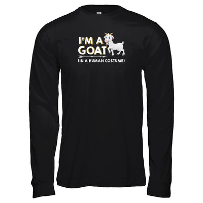 Halloween I'm A Goat In A Human Costume Funny Goat-T-Shirt & Tank Top-Long Sleeve T-Shirt-Black