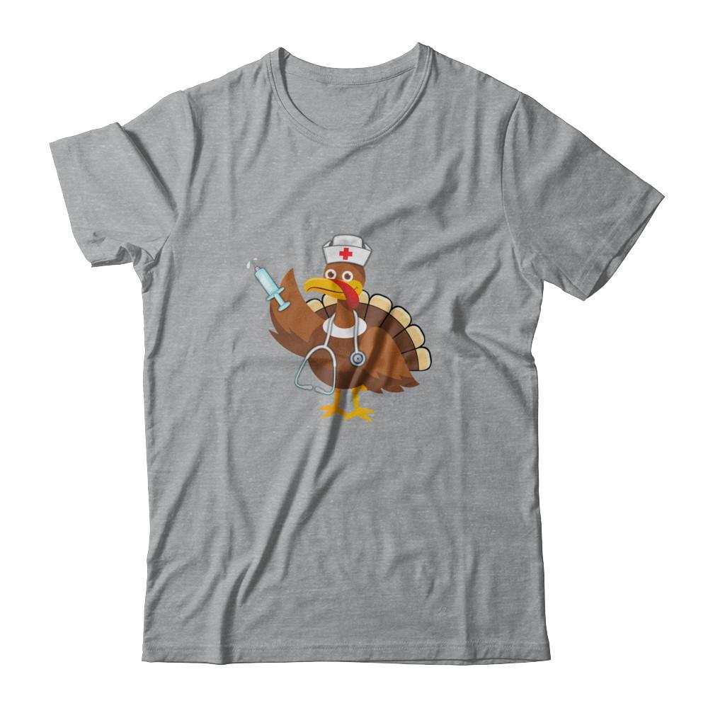 Nurse Turkey Funny Thanksgiving For Nurses-T-Shirt & Hoodie-Classic T-Shirt-Sport Grey