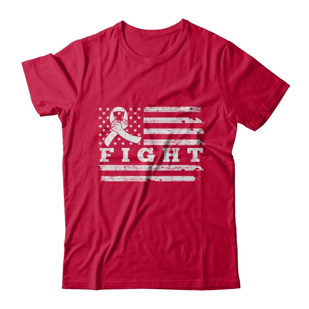 Fight Clear Ribbon US Flag Lung Cancer Awareness-T-Shirt & Hoodie-Classic T-Shirt-Red