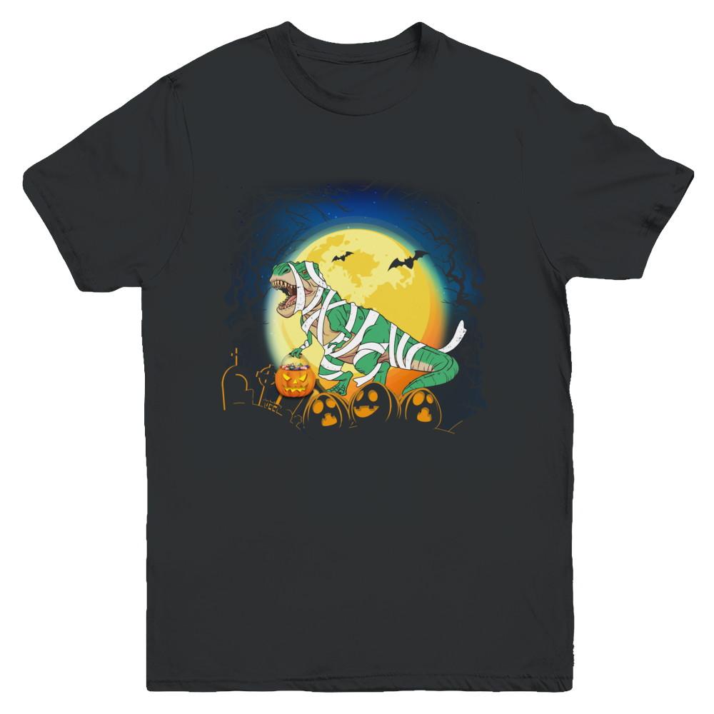 Halloween Pumpkin Dinosaur Gift For Kids Boys Girls Youth-Youth Shirt-Youth T-Shirt-Black