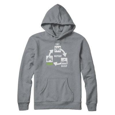 Eat Sleep Farm Repeat Farmer Farming Tractor-T-Shirt & Hoodie-Pullover Hoodie-Light Steel