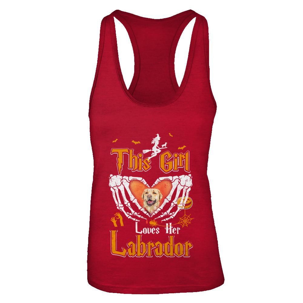 This Girl Love Her Dog Labrador Halloween-T-Shirt & Tank Top-Women's Ideal Racerback Tank-Red