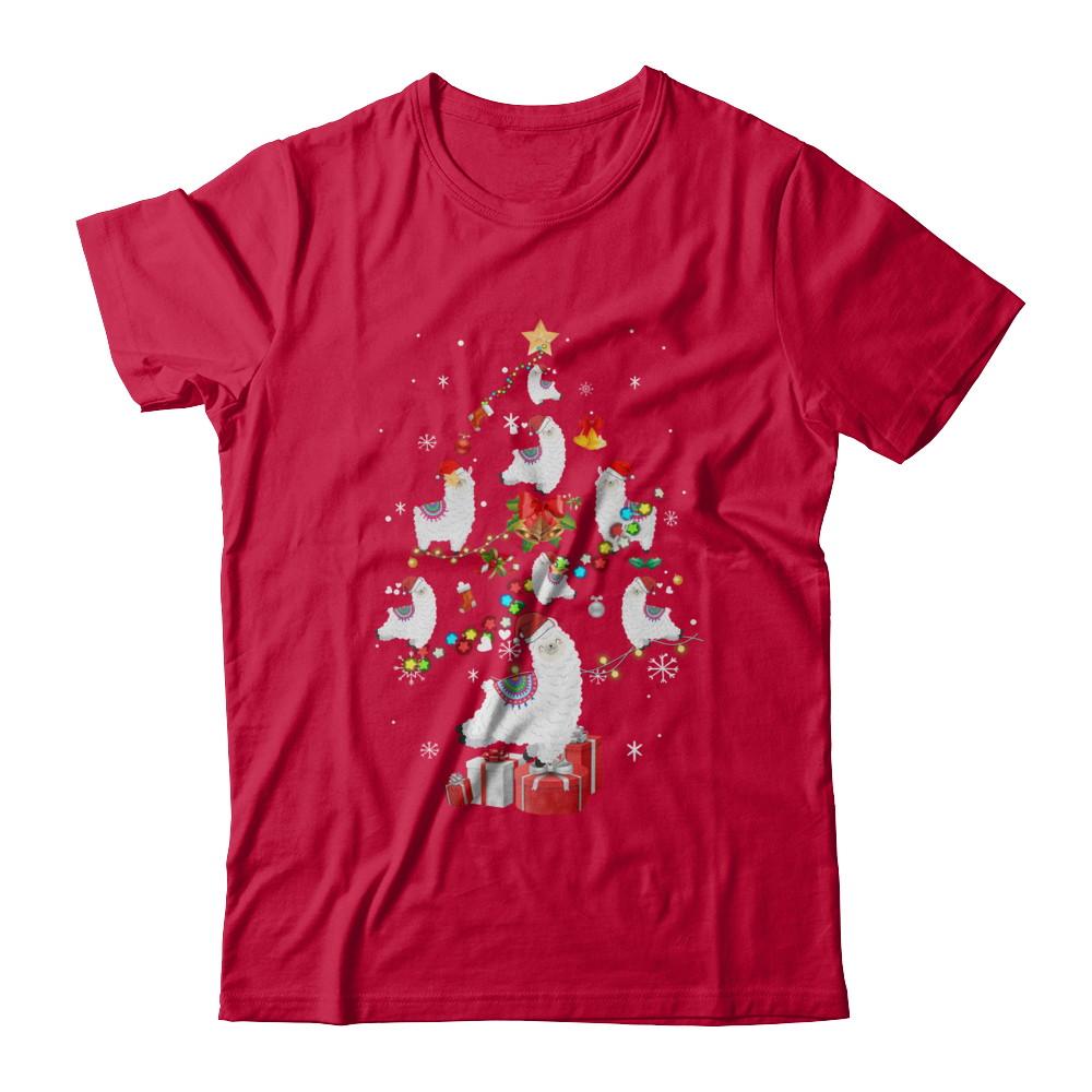 Llama Christmas Tree Decor Xmas Gift-T-Shirt & Sweatshirt-Classic T-Shirt-Red