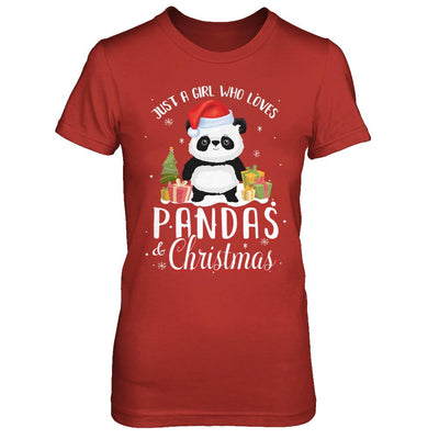 Just A Girl Who Loves Pandas And Christmas-T-Shirt & Sweatshirt-Women's T-Shirt-Red