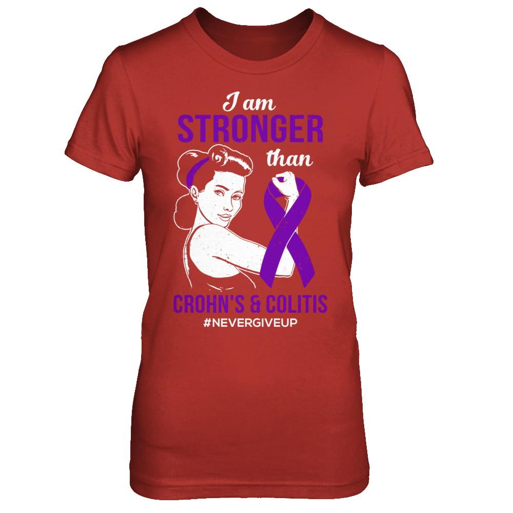 I Am Stronger Than Crohn's Colitis Awareness Support-T-Shirt & Hoodie-Women's T-Shirt-Red
