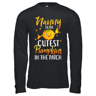 Halloween Nanny Of Cutest Pumpkins In The Patch-T-Shirt & Hoodie-Long Sleeve T-Shirt-Black