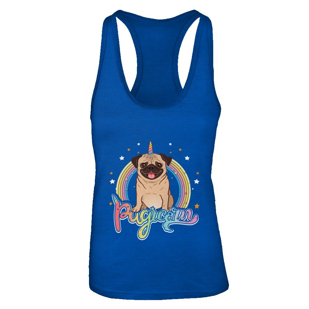 Rainbow Pugicorn Pug Unicorn For Kids-T-Shirt & Tank Top-Women's Ideal Racerback Tank-Royal