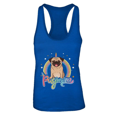 Rainbow Pugicorn Pug Unicorn For Kids-T-Shirt & Tank Top-Women's Ideal Racerback Tank-Royal