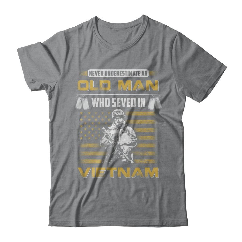 Never Underestimate An Old Man Who Served In Viet Nam-T-Shirt & Hoodie-Classic T-Shirt-Sport Grey