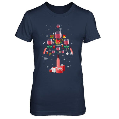 Drink Wine Christmas Tree Wine Xmas Gifts-T-Shirt & Sweatshirt-Women's T-Shirt-Navy