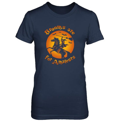 Brooms Are For Amateurs Funny Halloween Horse Riding-T-Shirt & Tank Top-Women's T-Shirt-Navy